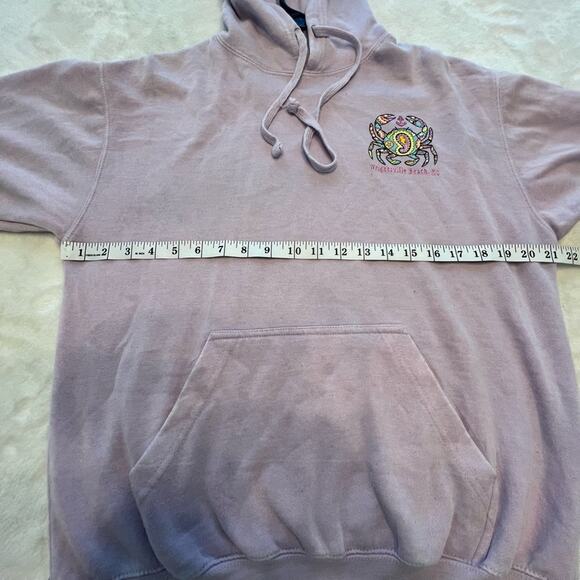 US Vintage Graphic Crab Hoodie Wrightsville NC Light Purple - Picture 6 of 9